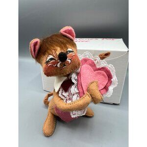 Annalee Vintage Valentines Day Mouse Doll 6" w/ Box Handcrafted Pink Lace Heart